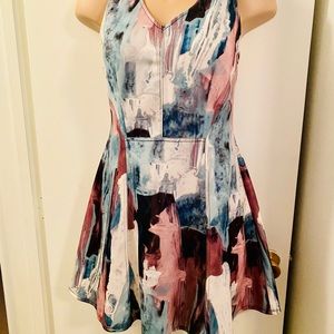 Mossimo sleeveless black, purple, aqua blue designed dress size XL